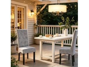 Lot de 2 chaises de salle à manger à dossier haut, rembourrées avec pieds en bois, velours gris clair
