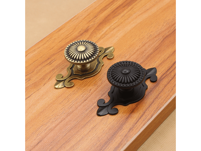  (noir) lot de 8 boutons d'armoires anciens européens, boutons de meubles ronds à perçage unique, adaptés aux armoires, aux placards de cuisine  - Conforama E