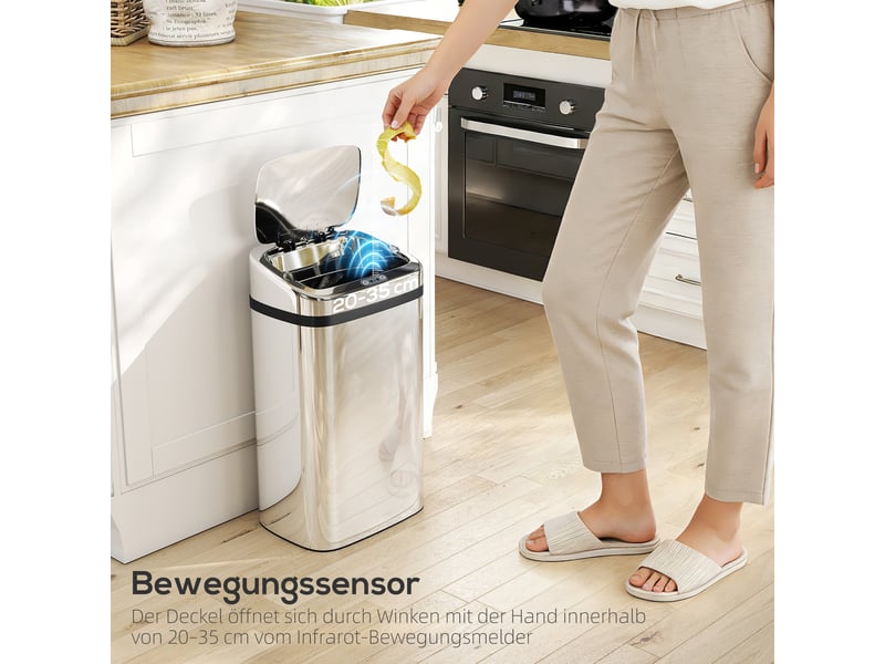  Poubelle automatique à capteur 30 l en acier inoxydable 33 x 25 x 57,5 cm  - Conforama E