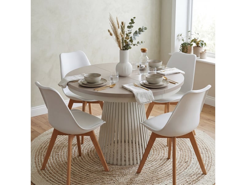  Selsey garda - table à manger ronde extensible - 100 cm - cachemireblanc Garda - Conforama B