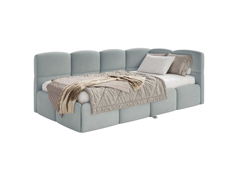 Selsey cloudy - lit rembourré - 170x185 cm - velours gris - côté droit Cloudy - Conforama A