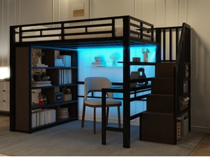 Lit mezzanine 140x200 cm <strong>BGSRYAO</strong> <strong></strong> coloris noir