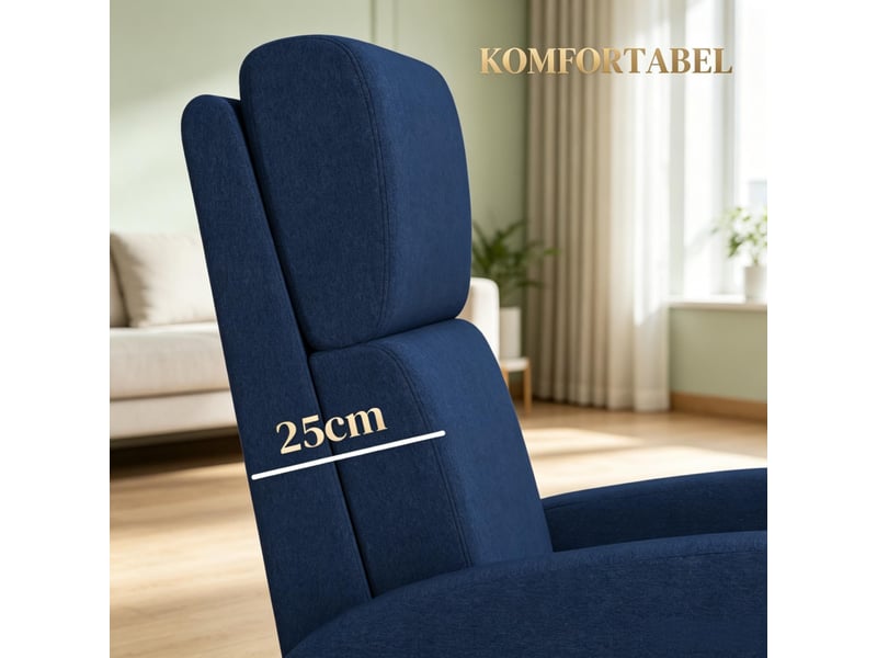 Fauteuil relax bleu inclinable, fauteuil tv avec repose-pieds intégré, dossier à 160 degrés pour salon et bureau - Conforama E