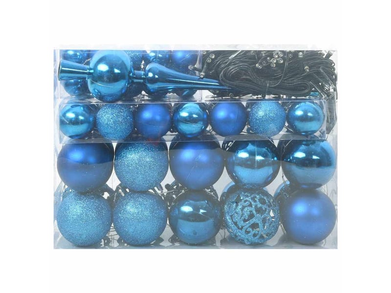 Ensemble de boules de noël 61 pcs 150 led blanc chaud ø 6 cm  - Conforama C
