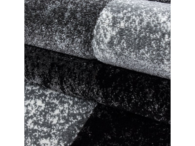 Carre - tapis géométrique à carreaux - noir et gris 160 x 230 cm HAWAII1602301330BLACK - Conforama E