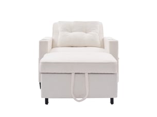 Fauteuil convertible blanc 1 place - canapé lit multifonction avec rangement intégré et usb