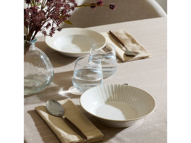  Lot de 6 assiette creuse à bord rayé camille d.20cm blanc CAMILLE - Conforama D