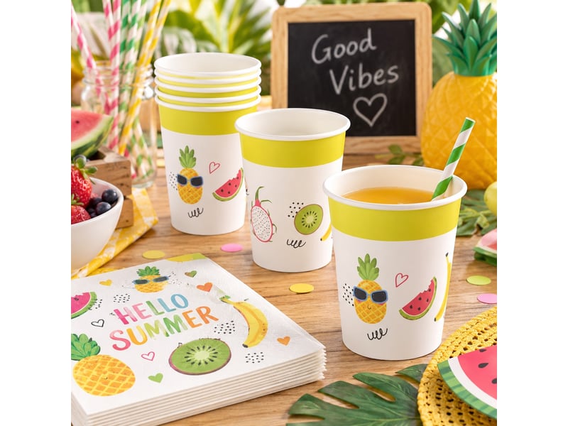  Lot de 6 gobelets en carton – motif fruits  - Conforama B
