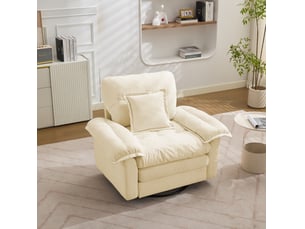 Fauteuil pivotant 360° 1 place en tissu beige avec coussin de soutien, idéal pour lire et se détendre chez vous
