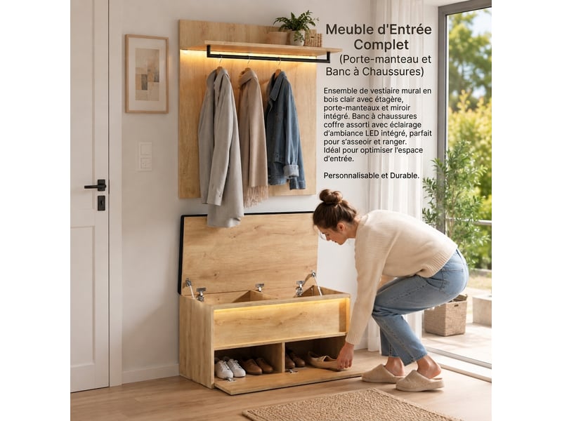  Armoire 4 portes blanche avec persiennes et 6 tiroirs 180x50x200 cm  - Conforama C