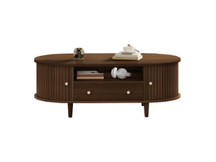 Table basse ovale coloris bois foncé EVRYAE   - 50 cmx100 cm