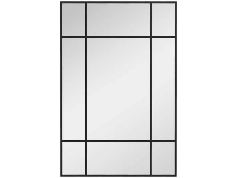  Miroir mural verrière rectangulaire style fenêtre, en métal noir - 90x60 cm, horizontal ou vertical avec 4 crochets  - Conforama B