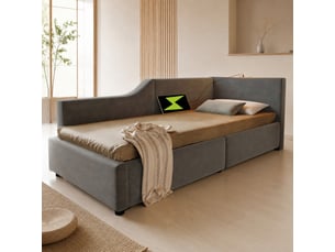 Lit banquette 90x200 cm <strong>STILVORA</strong> <strong></strong> coloris gris