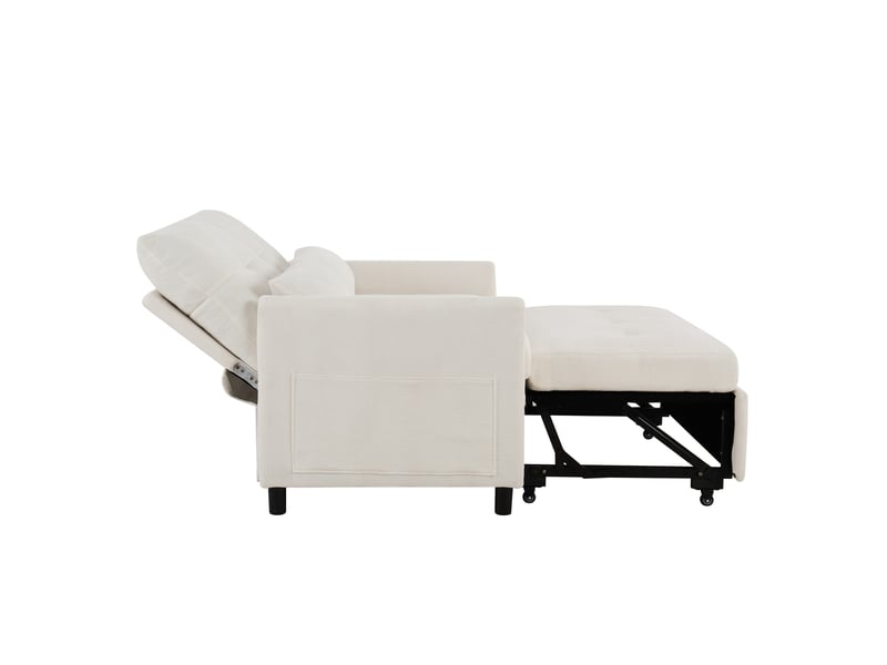  Canapé convertible 2 places 3-en-1 en chenille beige clair, 125x83x93 cm  - Conforama R