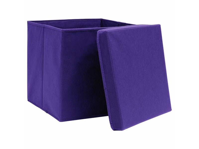  Boîtes de rangement et couvercles 10pcs violet 32x32x32cm tissu  - Conforama C