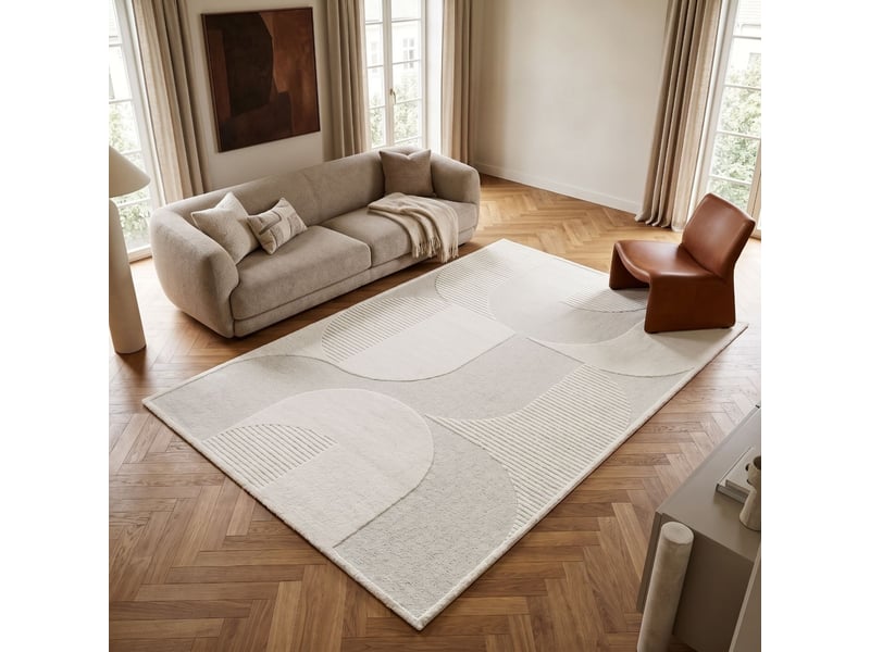  Tapis doux à relief géométrique blanc 160x230  - Conforama A
