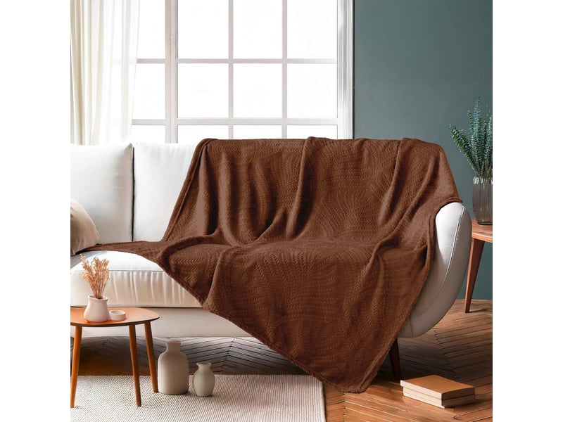  Plaid uni en flanelle nelia 125x150cm choco  - Conforama D