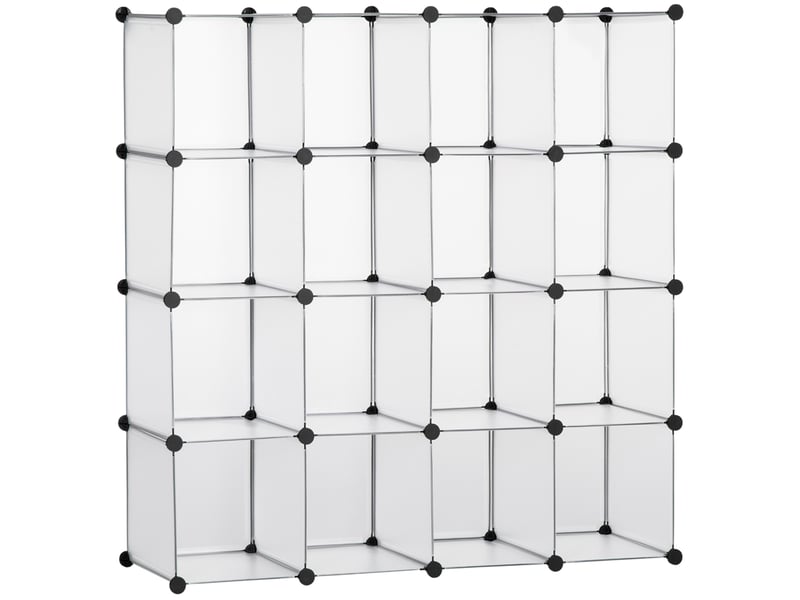  Système de rangement modulable 125x32x125 cm 16 cubes métal blanc  - Conforama A
