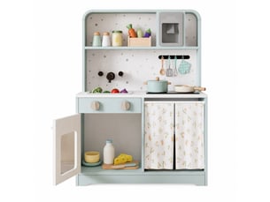 Cuisine enfant 60x29x81 cm – bleue – machine à glaçons, micro-ondes et accessoires ludiques inclus