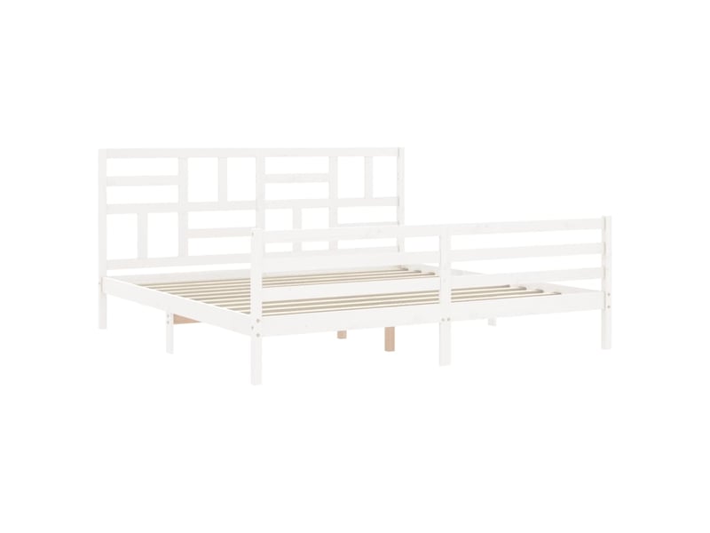  Lit double- lit adulte -  cadre de lit sans matelas blanc 200x200 cm bois massif  - Conforama B