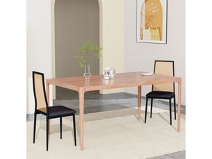 Lot de 2 chaises de salle à manger - 44x43x97.5cm - dossier haut en rotin & assise rembourrée, pieds métal - noir