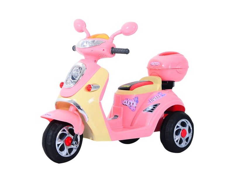  Moto électrique enfant, 6v, 3 kmh, 3-5 ans, lumièresmusique, 108x51x75 cm, rose.  - Conforama B
