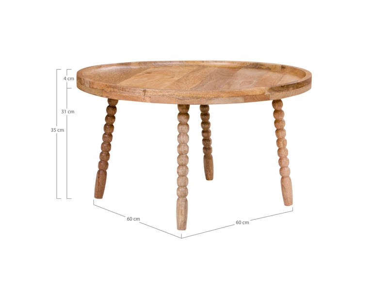  Table basse jammu en bois de manguier naturel, ø60×35 cm  - Conforama C