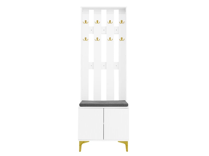  Vestiaire d'entrée avec banc à chaussures et coussin blanc 60.5x35.2x180.5 cm N621P232621W - Conforama A