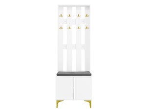 Vestiaire d'entrée avec banc à chaussures et coussin blanc 60.5x35.2x180.5 cm
