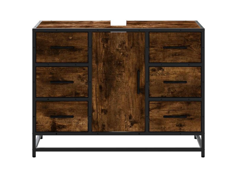 Armoire lavabo de salle de bain, cabinet de salle de bain chêne fumé bois d'ingénierie cf65610 - Conforama D