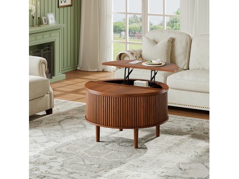 Table basse ronde à plateaux relevables avec rangement homvra - Conforama D