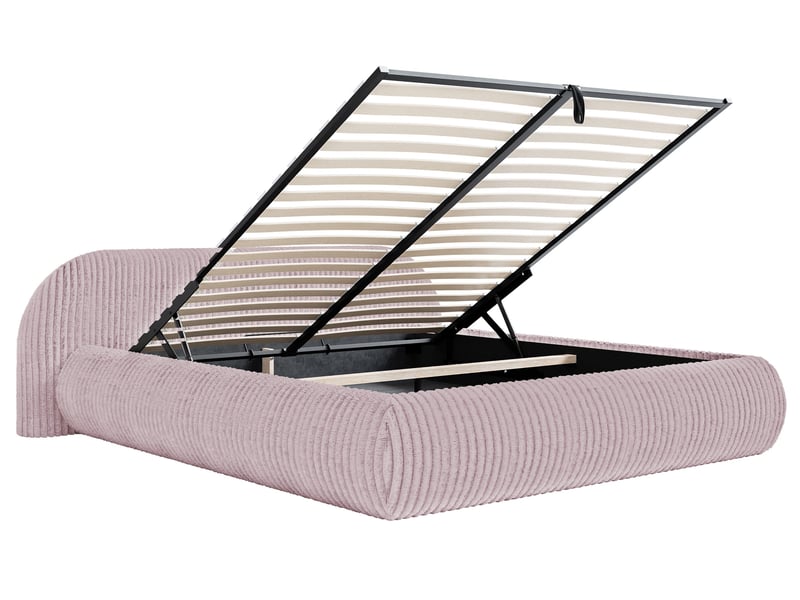  Selsey shels - lit rembourré - 200x200 cm - velours côtelé rose Shels Low - Conforama D