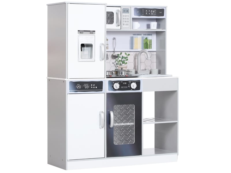 Cuisine enfant interactive 80 x 29,7 x 100,9 cm – blanche – eau, lumière, sons et accessoires de cuisine - Conforama A