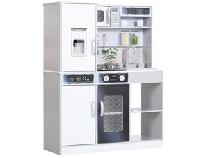 Cuisine enfant interactive 80 x 29,7 x 100,9 cm – blanche – eau, lumière, sons et accessoires de cuisine