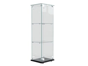 Vitrine en verre 123.3x39.8x35cm - vitrine 1 porte 3 niveaux avec lampe tactile et base noire - meuble de présentation - noir