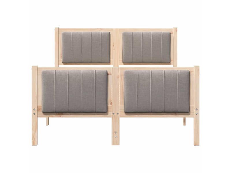 Lit double- lit adulte - cadre de lit marron et taupe 120 x 190 cm bois massif en pin - Conforama D