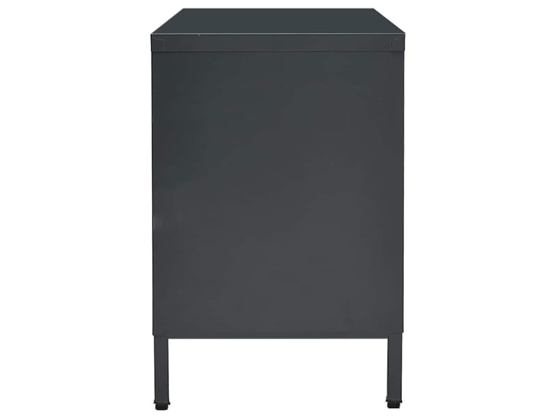  Meuble tv - banc tv - meuble de rangement anthracite 105x35x52 cm acier et verre  - Conforama D