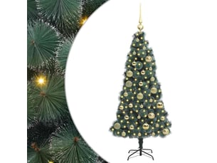 Sapin de noël - arbre de noël artificiel pré-éclairé avec ensemble de boules