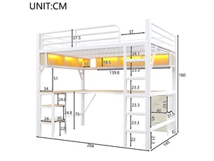 Lit mezzanine 140x200 cm <strong></strong> <strong></strong> coloris blanc