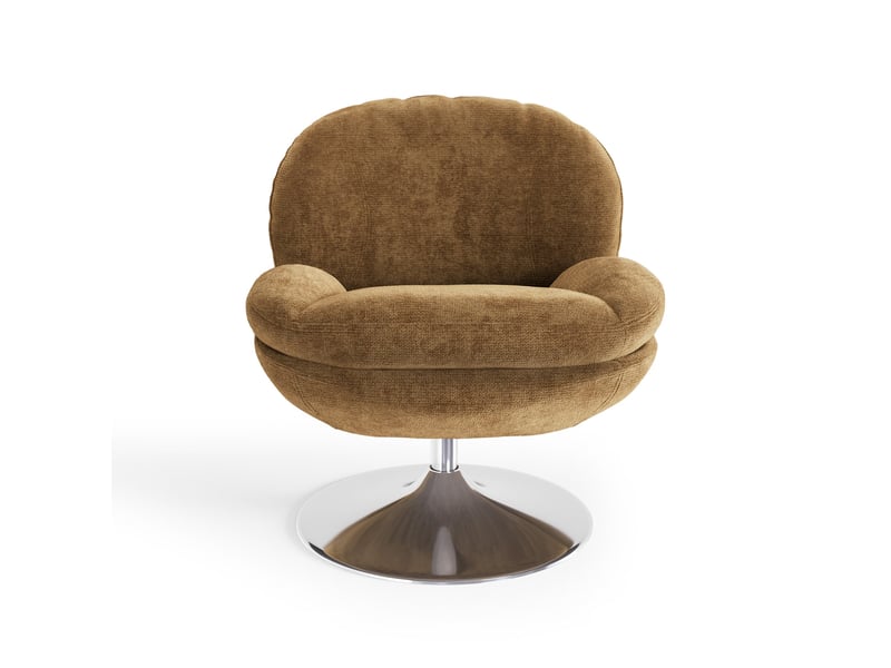  Fauteuil pivotant en velours bouclé caramel aspen APF25VBCM - Conforama E