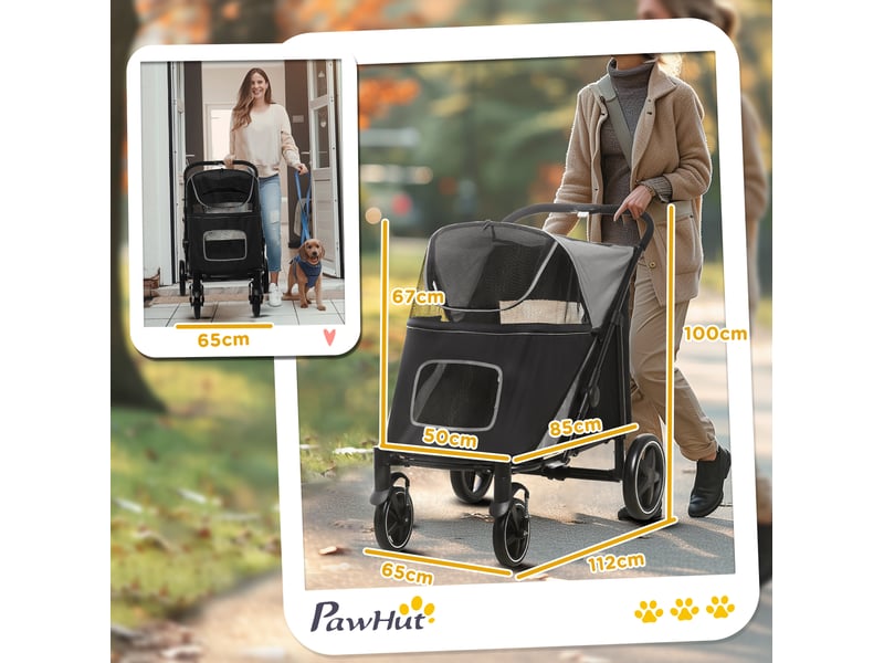 Poussette pour pliable 112x65x100 cm – grise – filets, freins, suspensions et sangles de sécurité - Conforama B