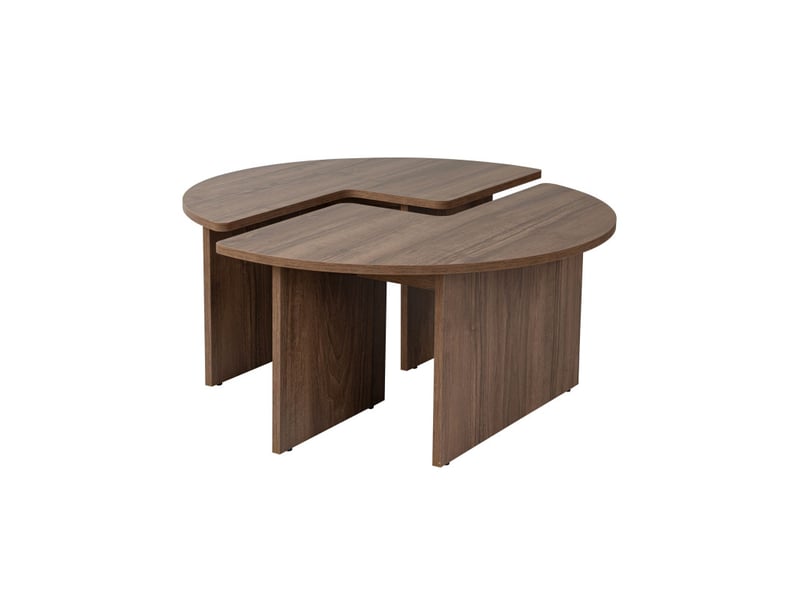  Table basse ronde en bois mdf mélaminé noyer ø90 x 41 cm  - Conforama A