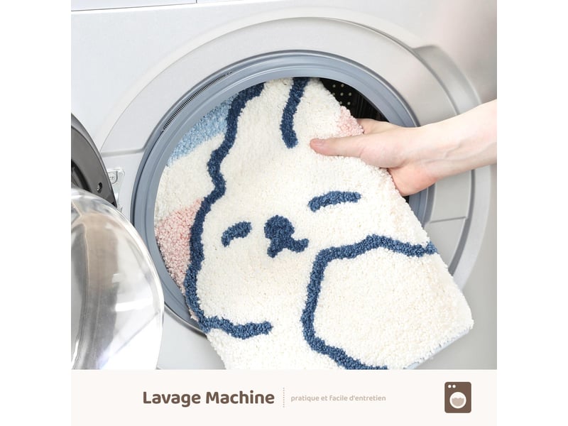  Tapis de salle de bain en forme de chat mignon, extra doux et absorbant, lavable en machine, tapis antidérapant pour baignoire,40x80cm  - Conforama E