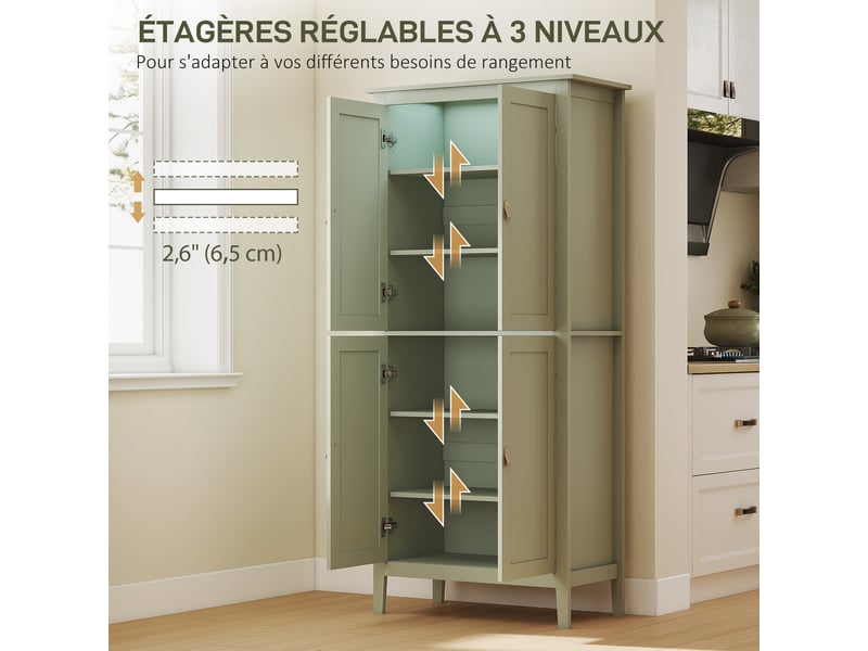 Buffet cuisine, meuble cuisine rangement haut avec led réglable et détecteur de mouvement, vert, 80 x 40 x 176,5 cm - Conforama R