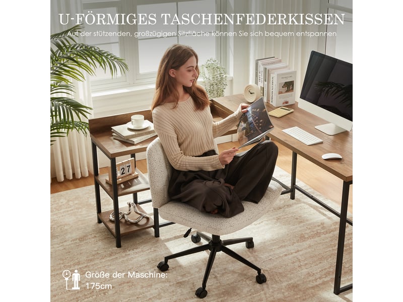  Chaise de bureau criss cross – roulettes verrouillables – assise large – blanc  - Conforama E