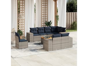 Vidaxl ensemble de canapé de jardin 9 pcs avec coussins gris résine tressée