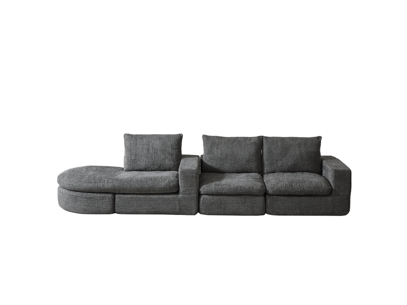 Canapé modulable 250x160x80 cm 3 places avec méridienne gris - Conforama A