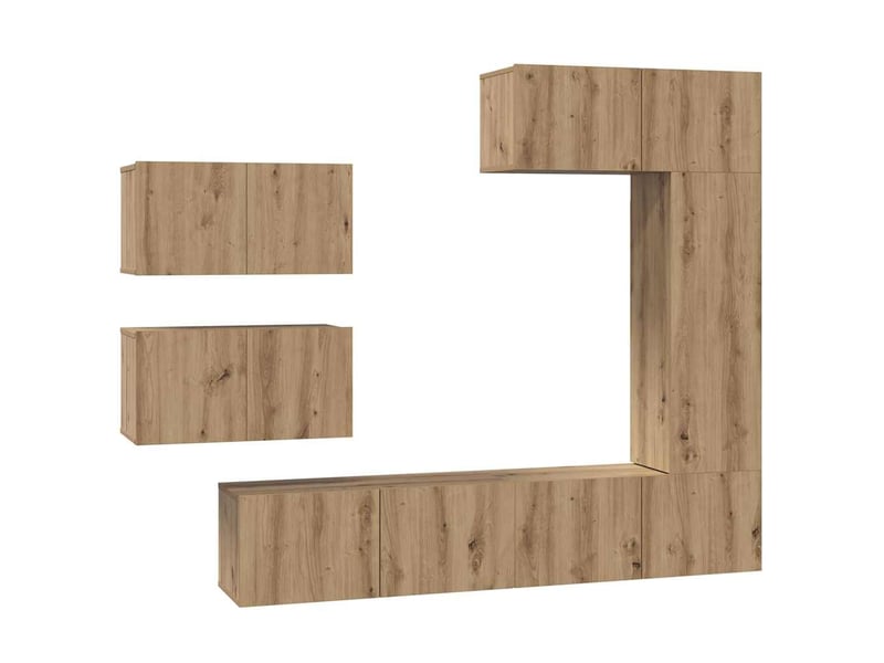  Ensemble meuble tv - banc tv - meuble de rangement 6 pcs chêne artisanal bois d'ingénierie  - Conforama A