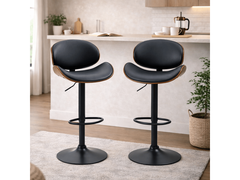  Lot de 2 tabourets de bar – réglables et pivotants – dossier et repose-pieds  - Conforama B