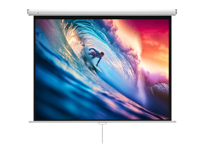  Écran de projection de 84 pouces, écran vidéoprojecteur, 4:3 4k hd, fixation mur ou plafond, blanc, 181l x 8p x 138h cm  - Conforama B